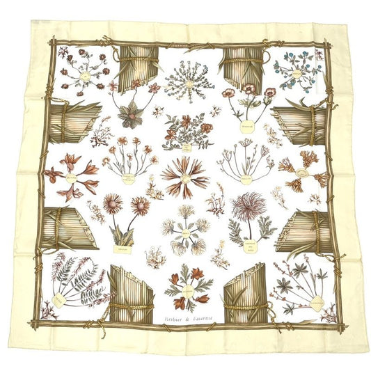 Hermes Herbier De Gavarnie Carre 90 Scarf Gavarnie Pressed Flowers Of The