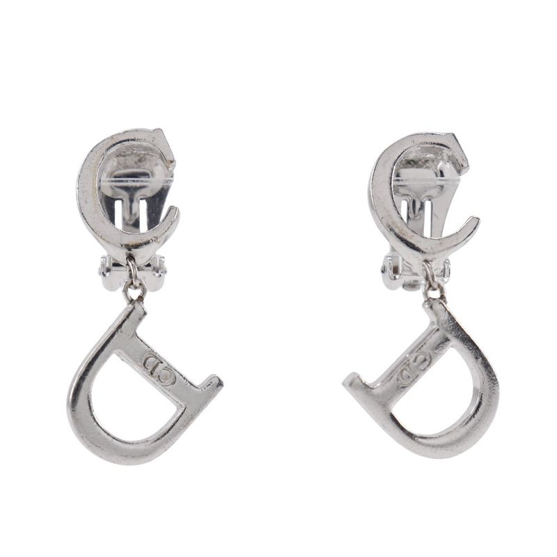 [dior] Christian Dior CD Logo Metal Silver Ladies 5.5g Earrings