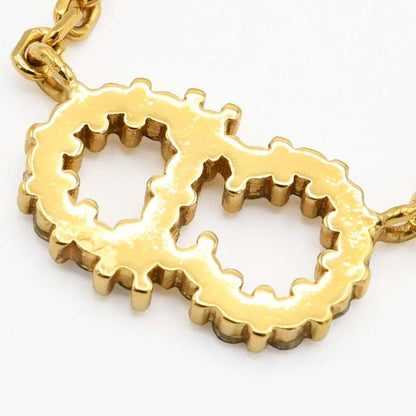 Christian DIOR CD Logo Rhinestone Necklace Accessory Gold Color Total Weight