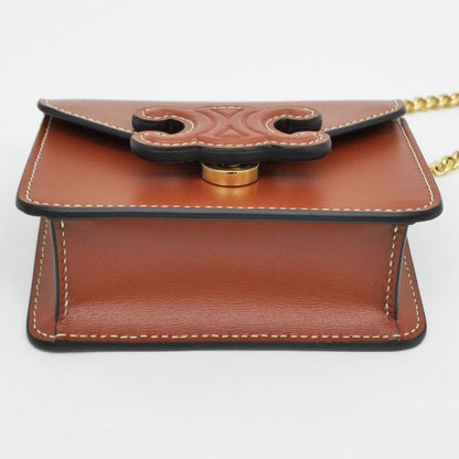 Celine Triomphe Card Holder With Chain - 10j743dpv.04lu Tan Brown