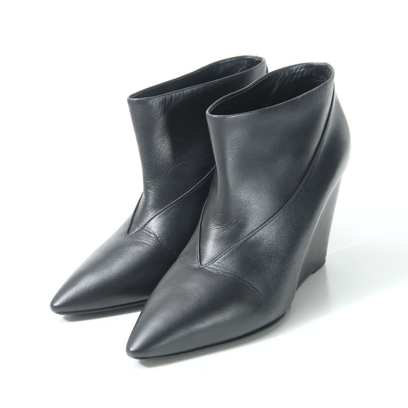 Hermes Boots Size 36 Short Ankle Wedge Heel Leather Shoes 20250624 Ra5159