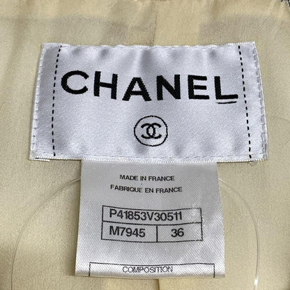 Chanel Jacket Size 36 S Women - P41853 Ivory X Black X White Wool