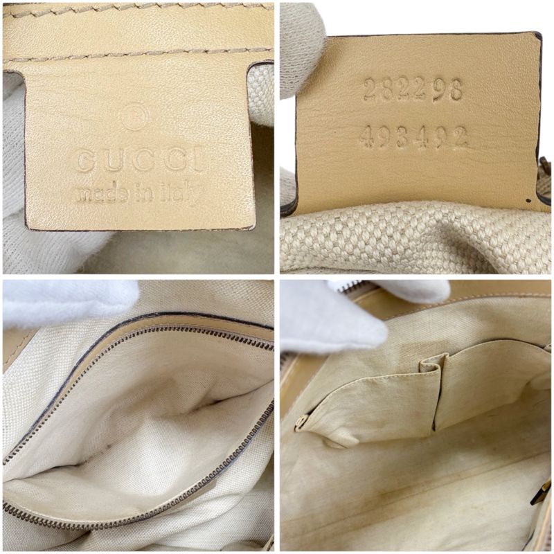 Gucci One Shoulder Bag Handbag Scarlet Interlocking GG Canvas Lame Hobo Soho