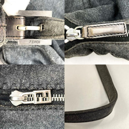 Fendi Handbag Shoulder Bag Mamma Cotton Gray FF Logo Women Men Fashion  Gift
