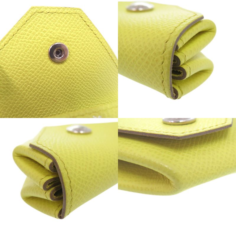 Hermes Le Van Cattle Coin Case Epson Lime Stamped Q Coin Purse 0448 Hermes