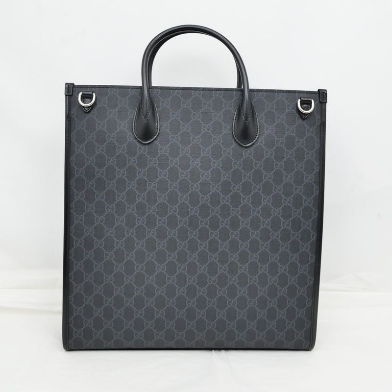 Gucci Tote Bag Interlocking G 2WAY Hand Black Shoulder - Leather 674155