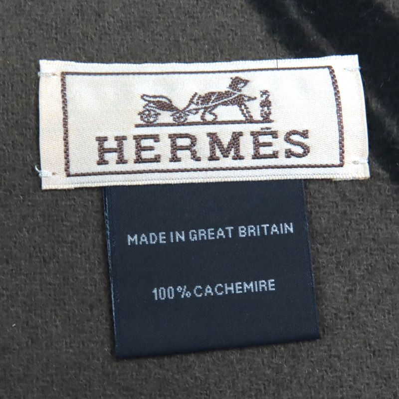 Hermes H394808t Zigzag Sangle 100% Cashmere Shawl Scarf Black Basalt With Box
