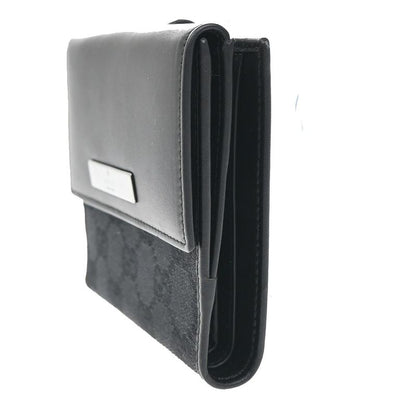 Gucci Wallet GG Bifold Wallet Black Canvas Leather 35ka628