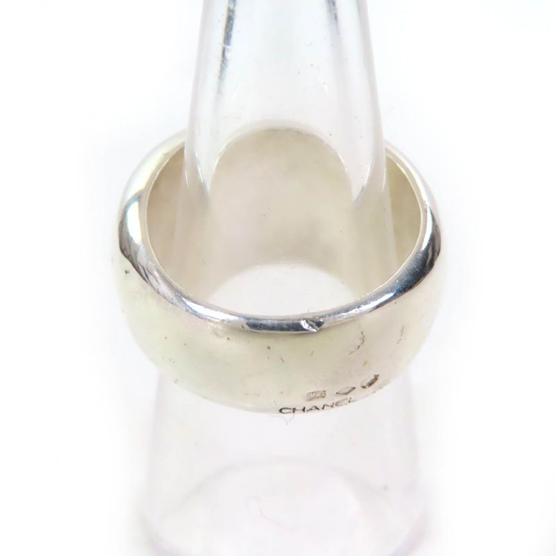 CHANEL Sv925 Logo Engraved Wide Ring - Ring Accessory Silver Size Approx 13