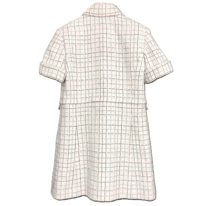 Chanel Jacket P78912v Tweed Pink Dress Buttown Down Pastel White
