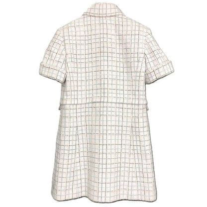 Chanel Jacket P78912v Tweed Pink Dress Buttown Down Pastel White