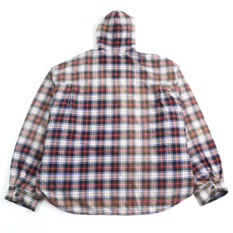 Balenciaga 23SS 699223 Bleached Plaid Hooded Shirt 100% Cotton Vintage Finish