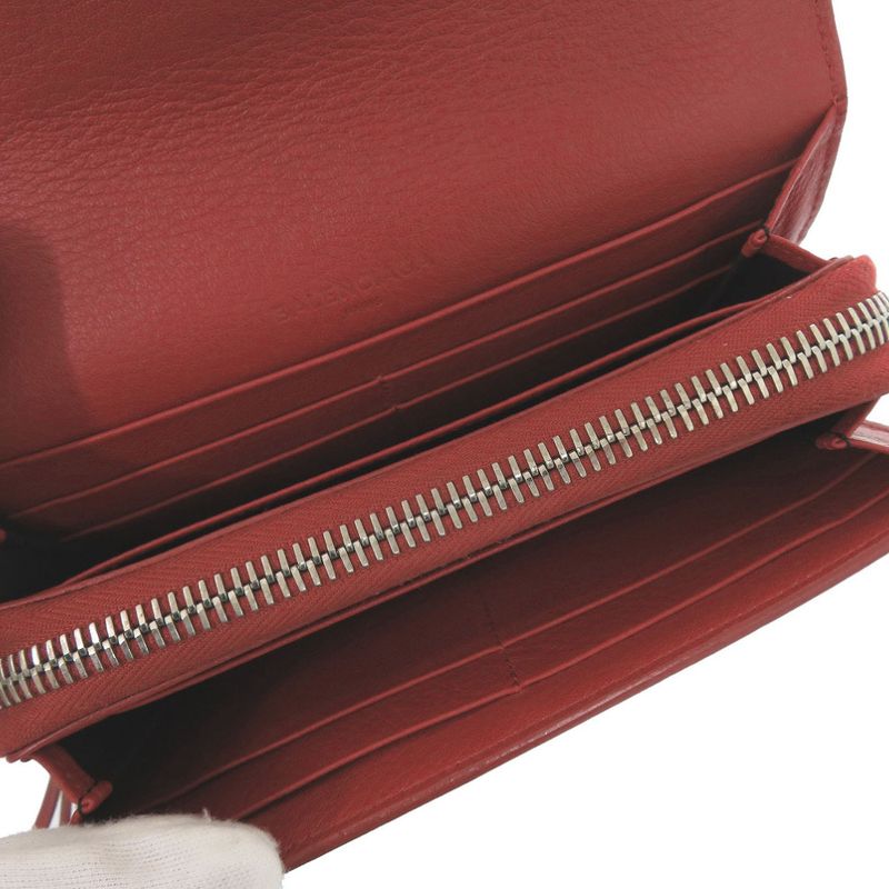 Balenciaga 371661 Calf Leather Red Long Wallet Red 1553 Balenciaga