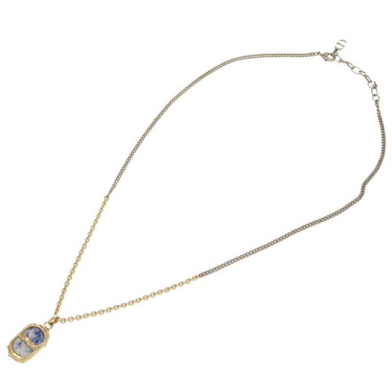 Dior CD Icon Logo Gold Blue Necklace Accessories 0575 Dior