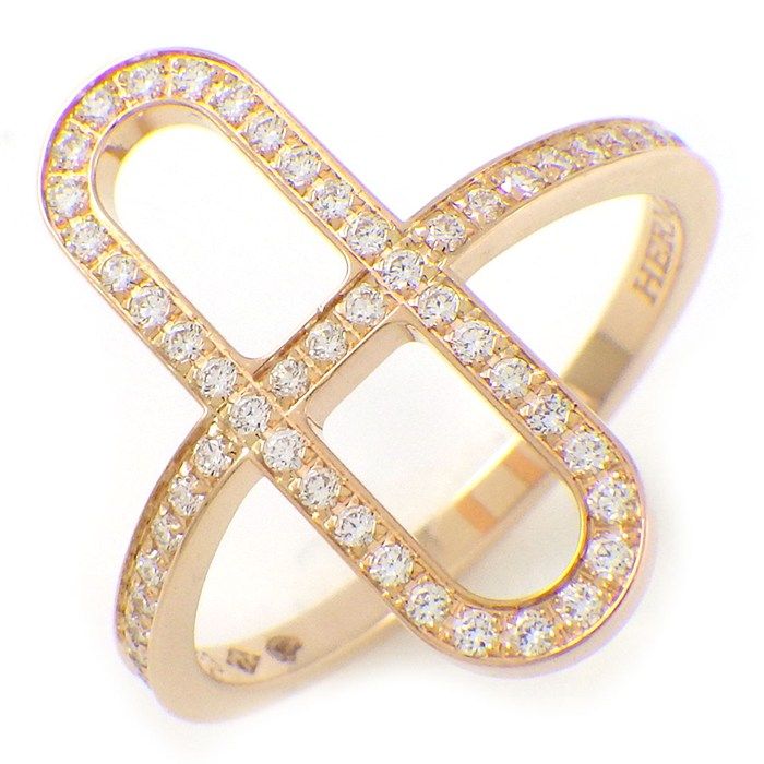 Hermes Ring Ever Chaine d'Ancre PM Half Eternity With Diamonds Total 025ct 18K
