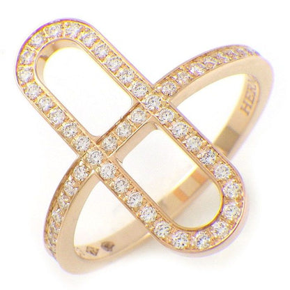 Hermes Ring Ever Chaine d'Ancre PM Half Eternity With Diamonds Total 025ct 18K