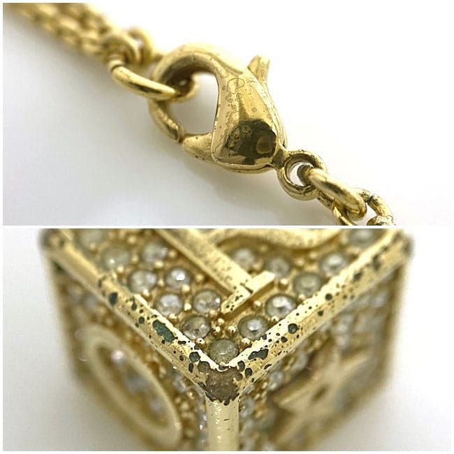Christian Dior Cube Necklace Gold Excellent Condition Dice GP