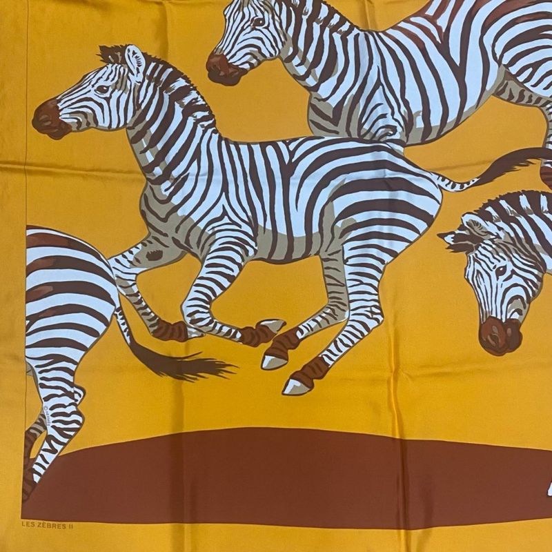 Hermes LE Zebres Zebra Hermes Scarf Silk Carre 90 Clothing Ladies Orange