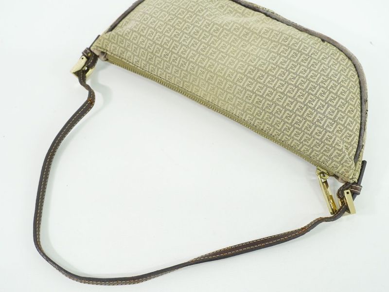 Authentic Fendi Zucchino Accessories Pouch Handbag Canvas Beige 8br133 Zucchino