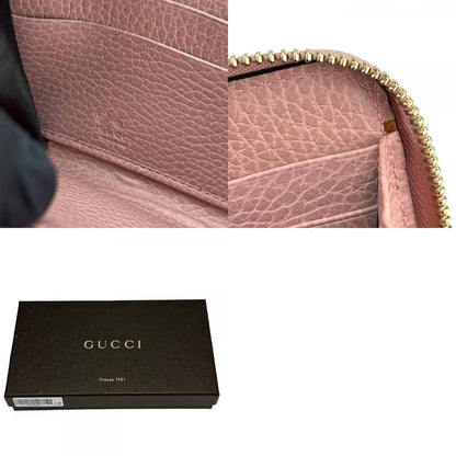 Gucci Long Wallet 449347 Interlocking Leather Pink Gold Hardware Round Zipper