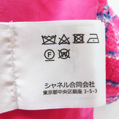 CHANEL 24P P76732 Cotton Coco Mark Bijoux Button Checkered Tweed Jacket Pink