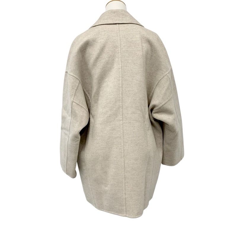 Hermes Outer Cashmere Beige Coat Serie Button