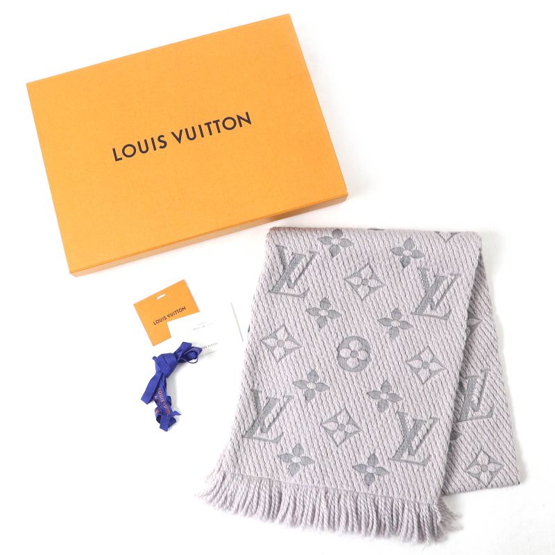 Louis Vuitton 2019 M74742 Echarpe Logomania Wool Silk Fringe Scarf Gripe Lou
