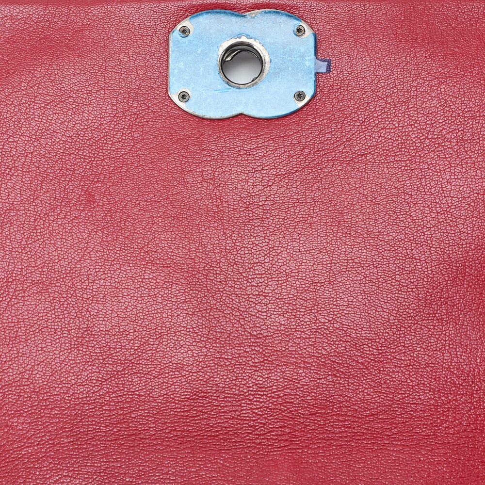Chanel Matelasse Full Flap Chain Shoulder Caviar Skin Red With Silver Hardware