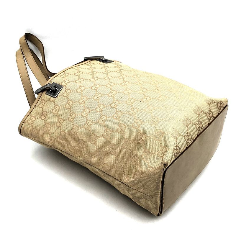 Gucci 31244 Tote Handbag Small Beige GG Canvas/leather Ladies Men Fashion
