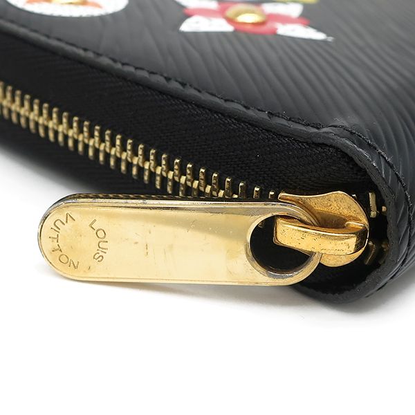 Louis Vuitton Long Wallet Flower Zippy Wallet Epi Leather Noir Black Gold