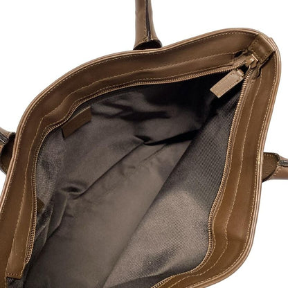 Gucci Handbag GG Pattern 21119 Beige And Dark Brown Leather