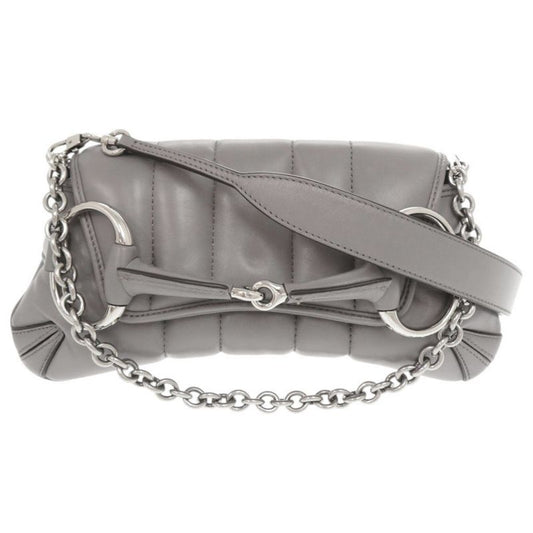 Gucci Horsebit 764339 Leather Gray Shoulder Bag 1515 Gucci