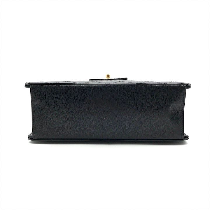 Chanel Caviar Leather CC Logo Turnlock Hand Tote Black
