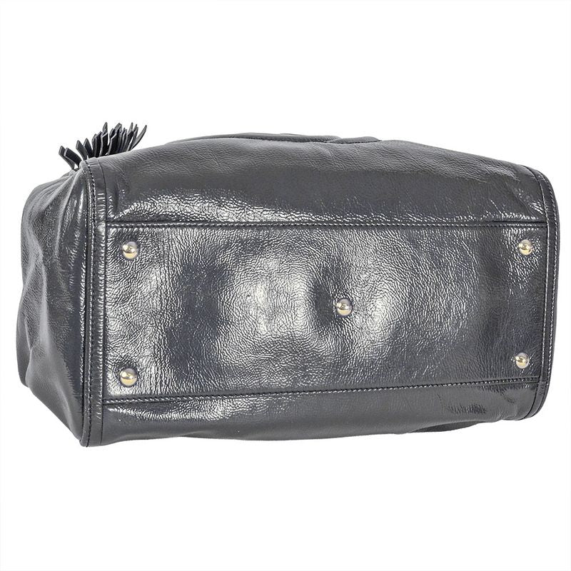 Gucci Soho Handbag Patent Leather 282309 Navy Gold Hardware Enamel Tassel