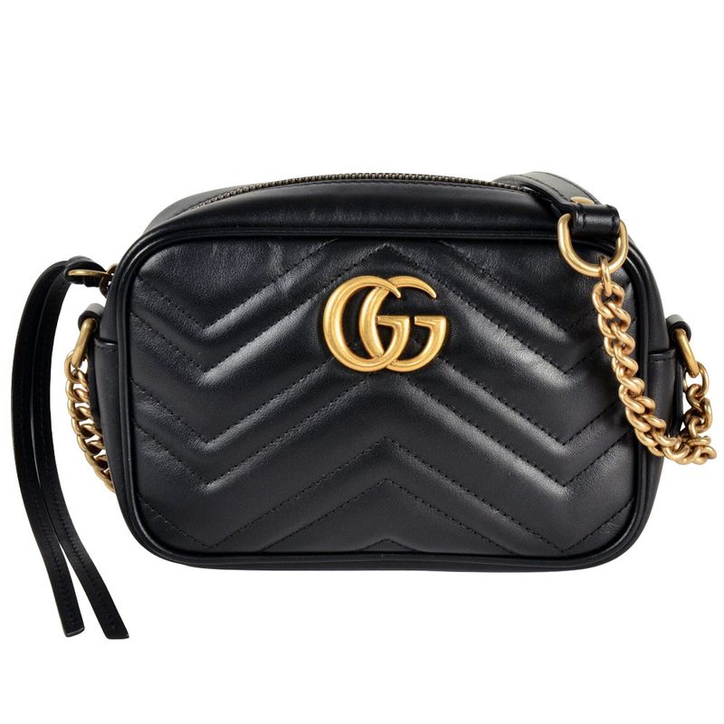 Gucci GG Marmont Shoulder Bag Leather 448065 Black Women