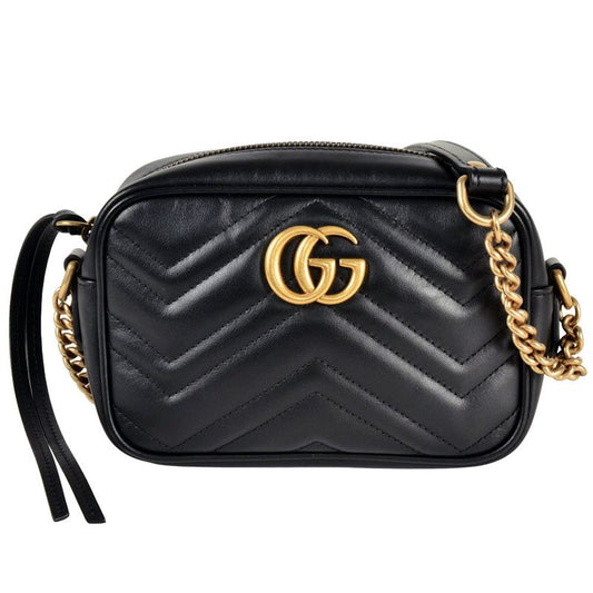 Gucci GG Marmont Shoulder Bag Leather 448065 Black Women