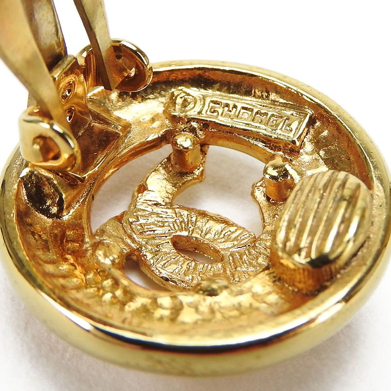 Chanel Earring Coco Mark Metal Gold Accessory Plated Small Accessories Ladies