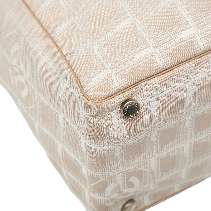 Chanel New Travel Line Beige Pink Nylon Leather Women's Chanel