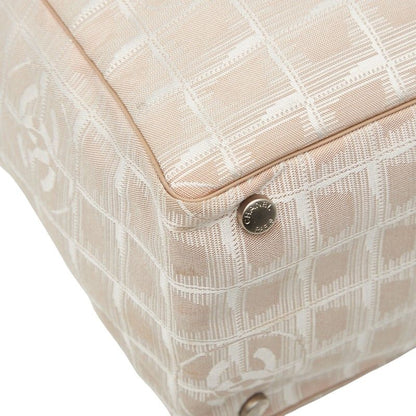 Chanel New Travel Line Beige Pink Nylon Leather Women's Chanel