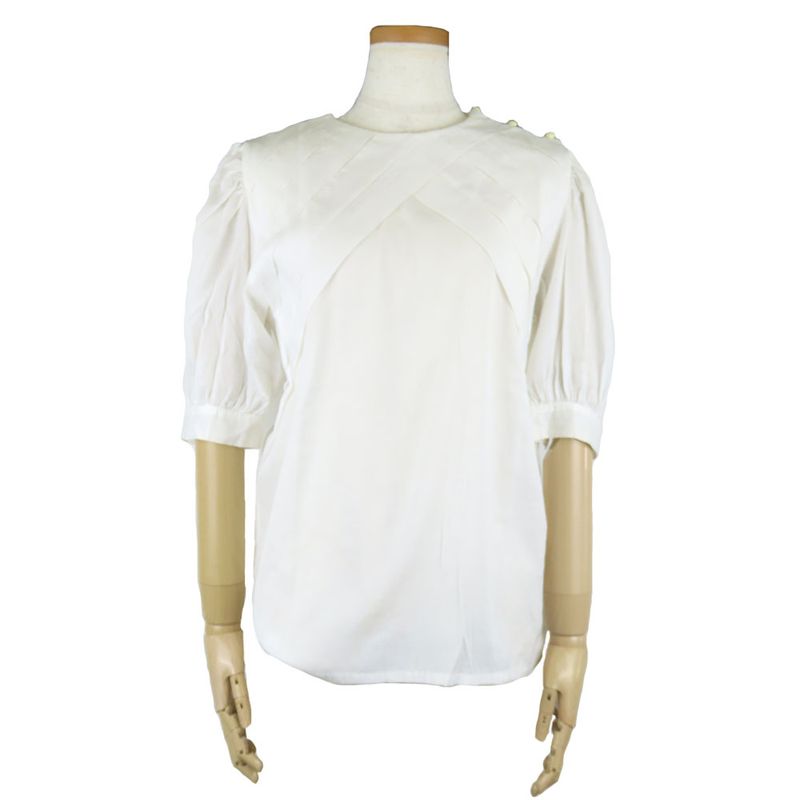 Christian Dior Blouse M White Puff Sleeve 5' Length Women Christian Dior