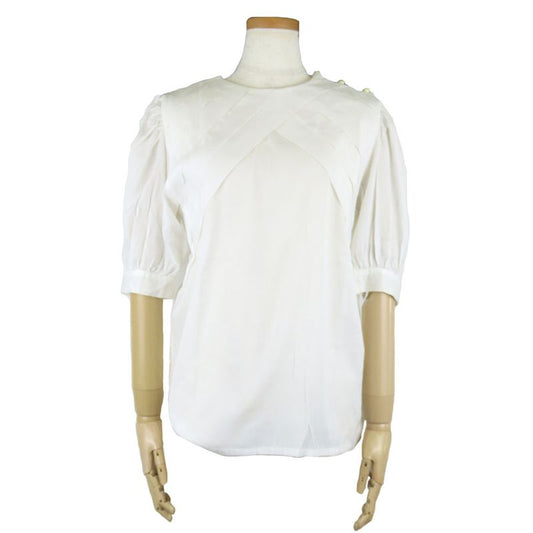 Christian Dior Blouse M White Puff Sleeve 5' Length Women Christian Dior