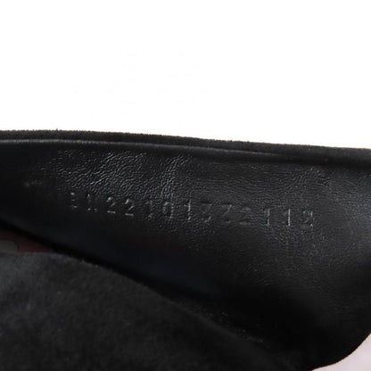 Hermes Eva Ballerina Suede Leather Ribbon Ballet Shoes Flat Pumps Black 37 With