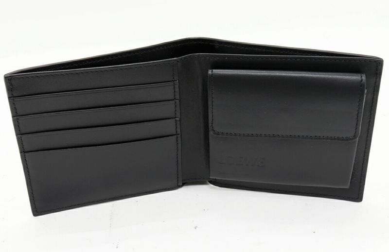 Loewe Bi-fold Coin Wallet With Coin Purse Soft Grain Calf Grey And Black
