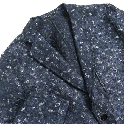 Hermes G19936 All-over Jacquard Weave Reversible Single Tailored Jacket In Navy