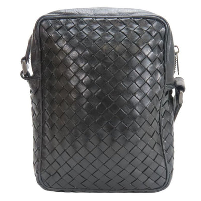 Bottega Veneta Shoulder Bag 113092 Intrecciato Leather Black Crossbody Braided