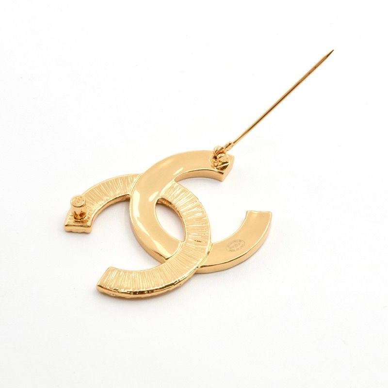 Chanel Brooch Corsage Gold Black Here Mark