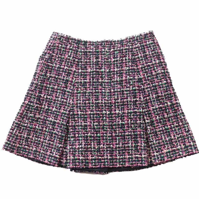 CHANEL P60792 Coco Mark Mixed Tweed Trapeze Skirt 100% Silk Lining Multi 36