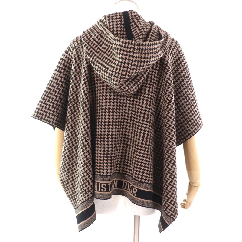 Christian DIOR 024c12am035 Hooded Staggered Logo Design Cashmere Cape Poncho