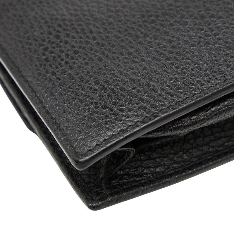 Gucci Interlocking G Long Wallet Chain Wallet Bag 510314 Black Gold Leather