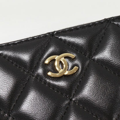 Chanel Coin Case Matelasse Classic Zip Coin Purse Lambskin Black Gold Hardware